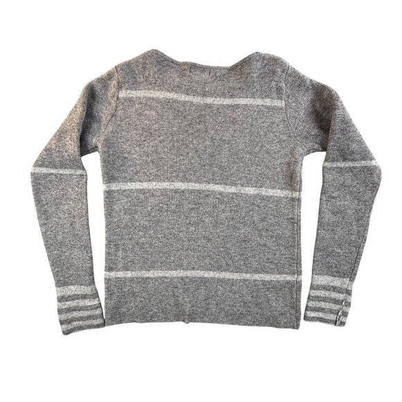 Benedetta Sweater Womens Large Gray Stripe Merino Wool Cashmere Knit Made Italy - Picture 2 of 13
